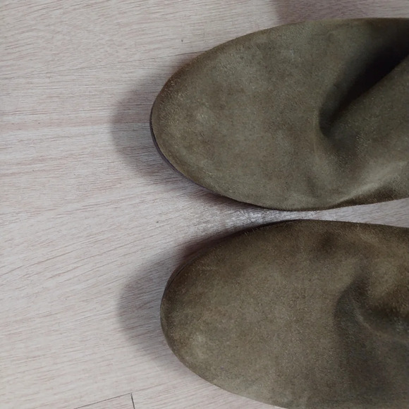 Anthropologie Holding Horses Olive Green suede Heels Bootie Size-39 US 8.5-9 - Picture 5 of 10